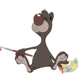 a brown bear the artist cartoon vector image