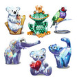 a set of animal figurines of faceted gems isolated vector image