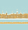 seamless ornament with old winter town snow vector image