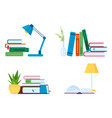 reading literature flat book stacks and piles vector image vector image
