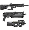 set machine guns vector image vector image