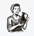 girl with jug wine alcoholic drink sketch vector image vector image