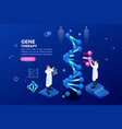 dna molecule helix blue background vector image vector image