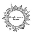 round frame black and white doodle leaves vector image
