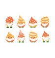 little garden cute gnomes and elves in cartoon vector image