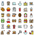 coffee related icon set filled stye editable vector image