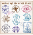 sea journey vintage stamps vector image