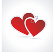 double red heart paper sticker vector image