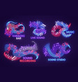music neon light sign with shining musical note vector image vector image