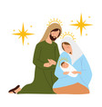 nativity manger scene holy family together vector image