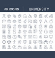 set flat line icons university vector image