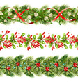 christmas berry border seamless pattern set vector image vector image
