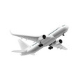 3d white glossy commercial jet airplane in the sky vector image vector image