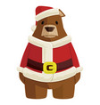 bear in santa claus costume christmas vector image