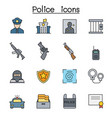 police color line icon set vector image