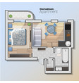 top view of modern one bedroom vector image