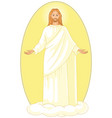 ascension of jesus christ on cloud with arms open vector image