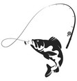 Fish silhouette bait and fishing rod Royalty Free Vector