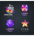 set of abstract logos isolated on dark vector image