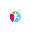 creative jumping happy person circle logo vector image vector image