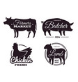 butchery shop labels with domestic animals vector image vector image