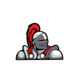 knight with red feather in helmet protective gear vector image