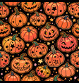seamless pattern of cartoon smiling halloween vector image vector image