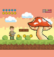 boy with sword and fungus diamonds coins vector image