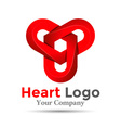 colorful 3d volume logo design three hearts symbol vector image