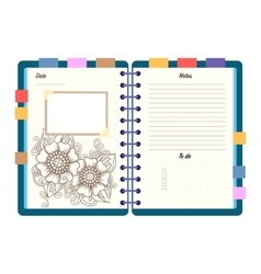 Flat Design Opened Notepad Sketchbook Diary Vector Image