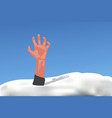 hand sticks out from snow vector image vector image