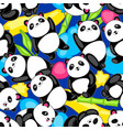 seamless pattern with cute kawaii little pandas vector image