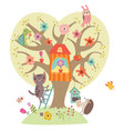 cute animals with tree vector image