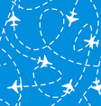 seamless pattern with airplanes in the sky vector image