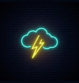 cloud and lightning neon icon glowing vector image