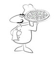 funny chef cook pizza vector image vector image