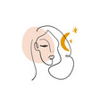 moon girl face meditation line art woman drawing vector image