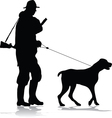 hunter and dog silhouette vector image vector image