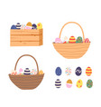 set of easter eggs colorful decorated chicken vector image