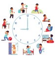 boy daily schedule activity young children vector image