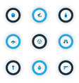 battle icons colored set with aircraft cranium vector image vector image