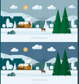 winter landscape banners snowy village and nature vector image