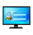 computer with lock on white background vector image