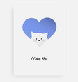 cut the heart on the paper and white cat vector image