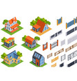 isometric houses and fences vector image