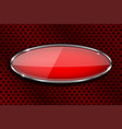 glass red button on metal perforated background vector image vector image