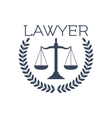 lawyer icon justice scales laurel wreath emblem vector image vector image