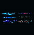 lightning various colors set glowing thunderbolt vector image