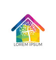 abstract home and tree religious cross logo design vector image