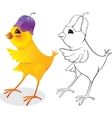 chicken with flower cap vector image vector image